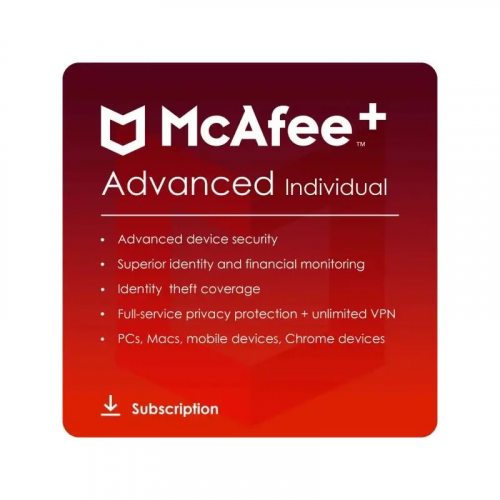 McAfee+ Advanced Individual 2024-2025, Runtime: 1 año, Device: Dispositivos ilimitados, image 