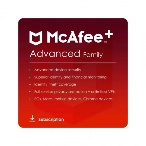 McAfee+ Advanced Family 2024-2025, Runtime: 1 año, Device: Dispositivos ilimitados, image 
